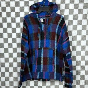 Drug Rug Woven Hoodie Blue, Red, Black, and White Men's XL
